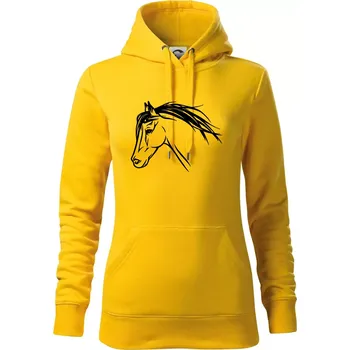 Dámská mikina Kůň - hlava celá - Mikina dámská Cape s kapucí - L ( Žlutá )