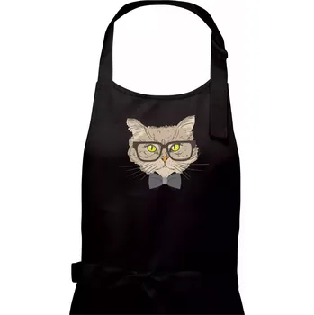 Kuchyňská zástěra Hipster mourek - Dámská zástěra na vaření - Univerzální velikost ( Černá )