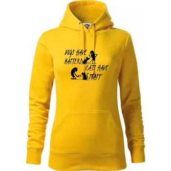 Dámská mikina Dogs have masters, cats have staff - Mikina dámská Cape s kapucí - XS ( Žlutá )