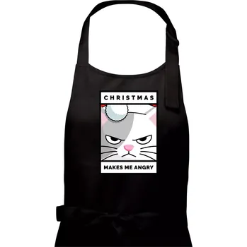 Kuchyňská zástěra Christmas makes me angry - Dámská zástěra na vaření - Univerzální velikost ( Černá )