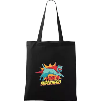 Nákupní taška Kočka Jump like Superhero - Taška bavlněná - 42 x 38 cm ( Černá )