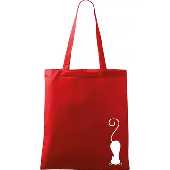 Nákupní taška Zamilovaná kočka ležící - Taška bavlněná - 42 x 38 cm ( Červená )