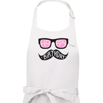 Kuchyňská zástěra Mustache narozeniny - brýle - Dámská zástěra na vaření - Univerzální velikost ( Bílá )