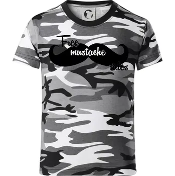 Chlapecké tričko Free Mustache rides - Dětské maskáčové triko - 104-110cm / 3-4 roky ( Šedý maskáč )