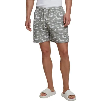 Pánské plavky Pánské šortky na plavání se vzorem Urban Classics (22 variant) Barva: olivová světlá - ostrovy, Velikost: 4XL