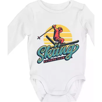 Dětská móda Skiing winter extreme cup - Body kojenecké s dlouhým rukávem - Dlouhý r. do 3 měs ( Bílá )