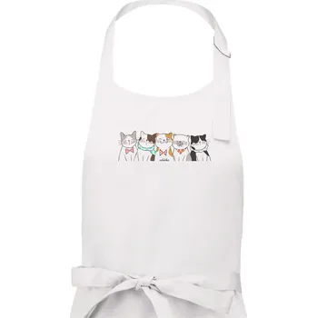 Kuchyňská zástěra Pět koček - Pánská zástěra na vaření - Univerzální velikost ( Bílá )