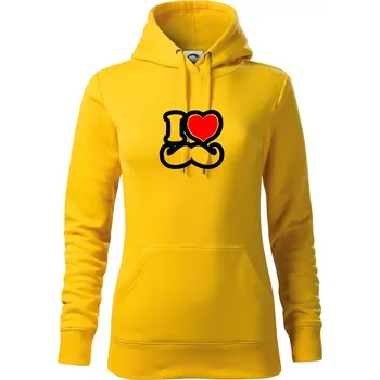 Dámská mikina i love mustache - obrys - Mikina dámská Cape s kapucí - L ( Žlutá )