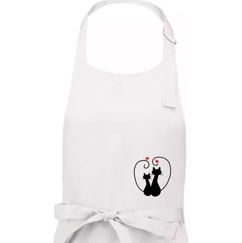 Kuchyňská zástěra Kočky - Zamilovaný pár - Pánská zástěra na vaření - Univerzální velikost ( Bílá )