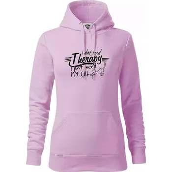 Dámská mikina I dont need therapy - i need my cat - Mikina dámská Cape s kapucí - XS ( Orchid )