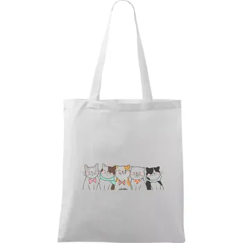 Nákupní taška Pět koček - Taška bavlněná - 42 x 38 cm ( Bílá )