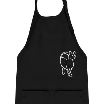 Kuchyňská zástěra Ladná kočka - Dětská zástěra na vaření - Univerzální velikost ( Černá )