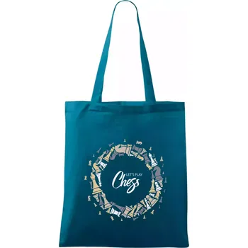 Lets play chess kruh - Taška bavlněná - 42 x 38 cm ( Petrolejová )