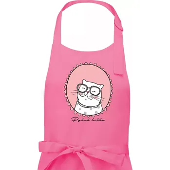Kuchyňská zástěra Pyšná kočka růžová - Dámská zástěra na vaření - Univerzální velikost ( Růžová )
