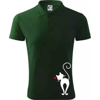 Pánská košile Zamilovaná kočka zezadu - Polokošile pánská Pique Polo 203 - L ( Lahvově zelená )