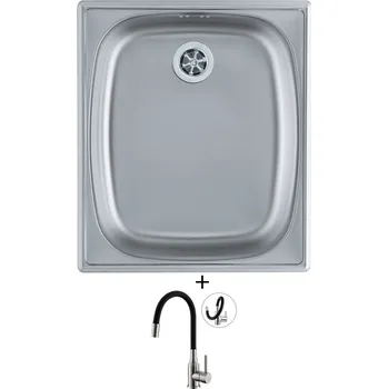 Nerezový dřez Nerezový dřez SET Alveus BASIC 10 tkaná struktura + Alveus MINTAS nerez/černá