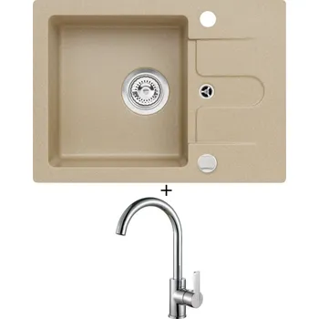 Granitový dřez Granitový dřez SET Alveus CORTINA 10 beige 55 + Alveus TONIA chrom