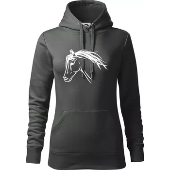 Dámská mikina Kůň - hlava celá - Mikina dámská Cape s kapucí - 2XL ( Tmavá břidlice (šedá se zeleným nádechem) )