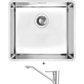 Granitový dřez Dřez pod desku SET Alveus KOMBINO 40 U nerez + Deante CORIO BFC 060M chrom