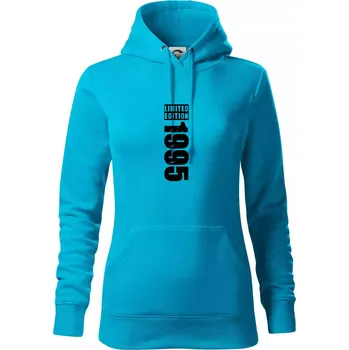 Dámská mikina Limited edition 1995 pruh - Mikina dámská Cape s kapucí - XL ( Světlý tyrkys )