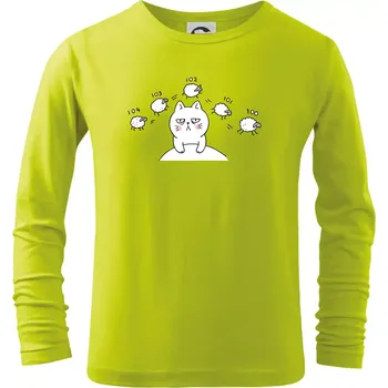 Chlapecké oblečení Unavená kočka nemůže spát - Triko dětské Long Sleeve - 122 cm/6 let ( Limetková )