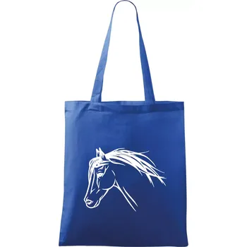 Kůň - hlava celá - Taška bavlněná - 42 x 38 cm ( Královská modrá )
