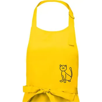 Kuchyňská zástěra Kočka kouká - Dámská zástěra na vaření - Univerzální velikost ( Žlutá )