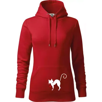 Dámská mikina Zamilovaná kočka prohnutá - Mikina dámská Cape s kapucí - XS ( Červená )
