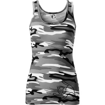 Dámské tričko Kočka si hraje - Dámské Maskáčové tílko - XS ( Šedý maskáč )