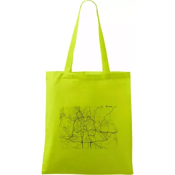 Černobílá mapa Brno - Taška bavlněná - 42 x 38 cm ( Limetková )