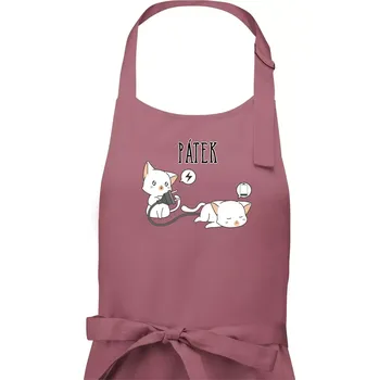 Kuchyňská zástěra Kočky bez energie pátek - Dámská zástěra na vaření - Univerzální velikost ( Starorůžová )