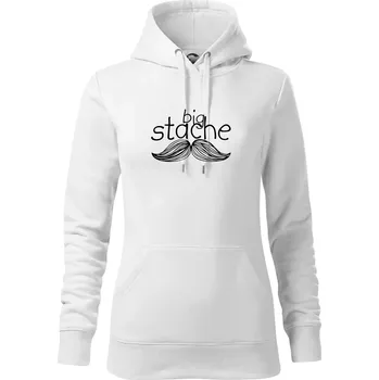 Dámská mikina Big stache - Mikina dámská Cape s kapucí - 2XL ( Bílá )