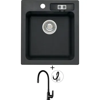 Granitový dřez Granitový dřez SET Alveus VICTORIA 20 black 91 + Kuchinox ELZA BKE B61D černá matná