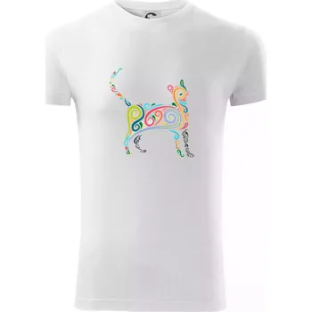 Pánské oblečení Kočka barevné křivky - Viper FIT - Pánské zůžené tričko - 3XL ( Bílá )