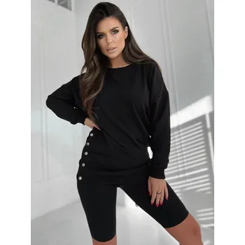 Dámský svetr Sweatshirt black Och Bella BL-1001.black Och Bella černá 2146359