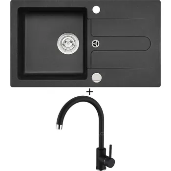 Granitový dřez Granitový dřez SET Alveus CORTINA 110 black 91 + Alveus TONIA black 91