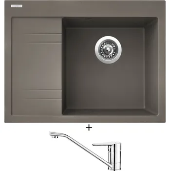 Granitový dřez Granitový dřez SET Sinks RIM 650 P truffle + Deante CORIO BFC 060M chrom