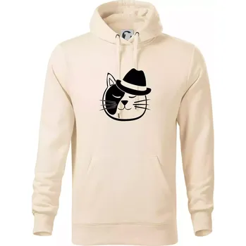 Pánská mikina Kočka s kloboukem - Mikina pánská Cape s kapucí - 5XL ( Mandlová )