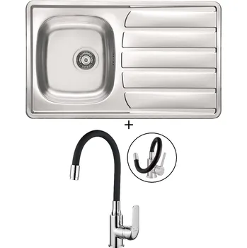 Nerezový dřez Nerezový dřez SET Alveus ZOOM 30 tkaná struktura + Kuchinox ELZA BKE 761 chrom/černá