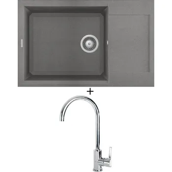 Granitový dřez Granitový dřez SET Elleci EASY 310 G48 cemento + Elleci C01 CADDY chrom