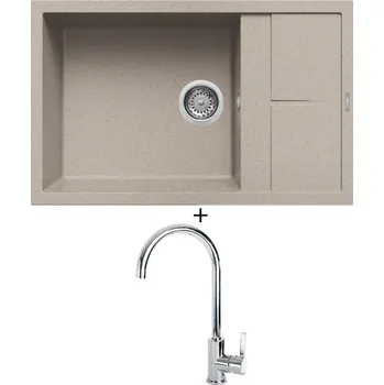 Granitový dřez Granitový dřez SET Elleci UNICO 310 G51 avena + Elleci C01 CADDY chrom