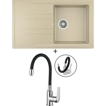 Granitový dřez SET Teka STONE 50 B-TG 1B 1D topaz + Kuchinox ELZA BKE 761 chrom/černá