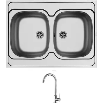 Nerezový dřez Nerezový dřez SET Pyramis INTERNATIONAL (80x60) 2B nerez + Laveo BONA BAB 268D nerez