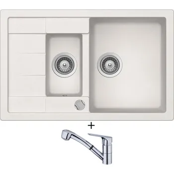 Granitový dřez Granitový dřez SET Teka ASTRAL 60 B-TG 1/2B 1D alabastr + Teka MTP 978 CR chrom