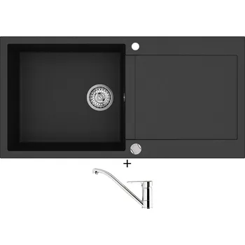 Granitový dřez SET Teka CLIVO 60 B-TQ 1B 1D černá metalická + Teka ML CR chrom