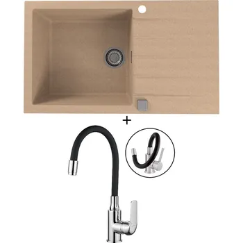 Granitový dřez Granitový dřez SET Alveus CADIT 40 beige 55 + Kuchinox ELZA BKE 761 chrom/černá