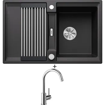 Granitový dřez Granitový dřez SET Blanco ADIRA 45 S antracit s excentrem 527586 + Blanco MIDA chrom 517742