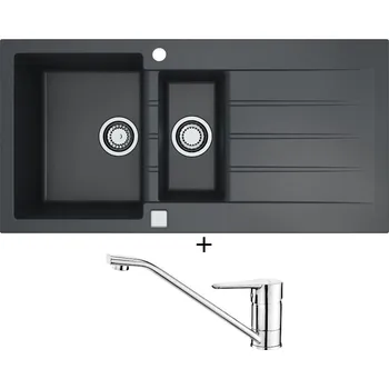 Granitový dřez Granitový dřez SET Alveus CADIT 80 black 91 + Deante CORIO BFC 060M chrom