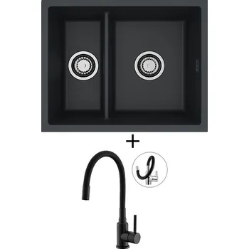 Granitový dřez Dřez pod desku SET Alveus OMNI 50 černá matná + Alveus MINTAS černá matná