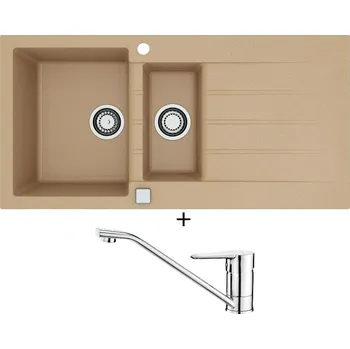 Granitový dřez Granitový dřez SET Alveus CADIT 80 beige 55 + Deante CORIO BFC 060M chrom